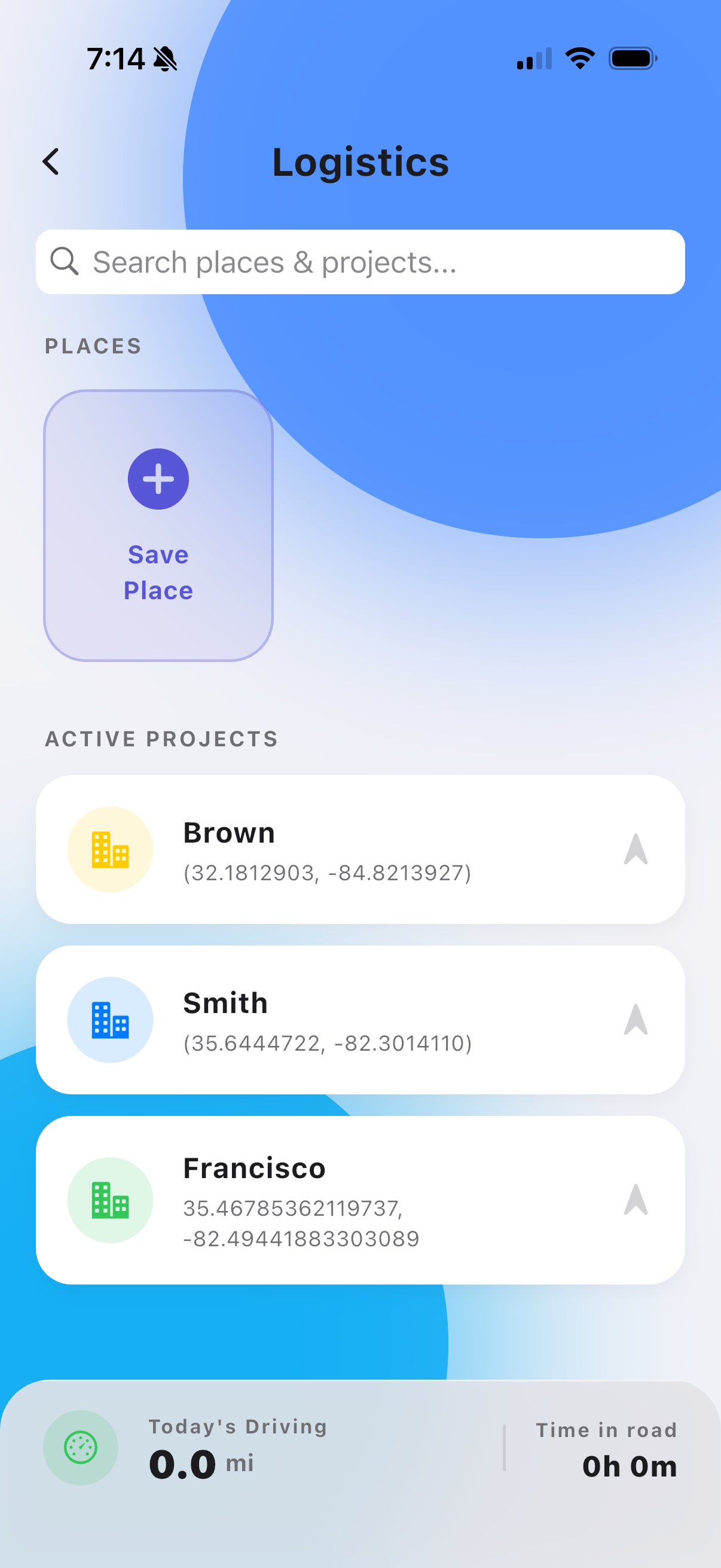Tile Master logistics and mileage screen