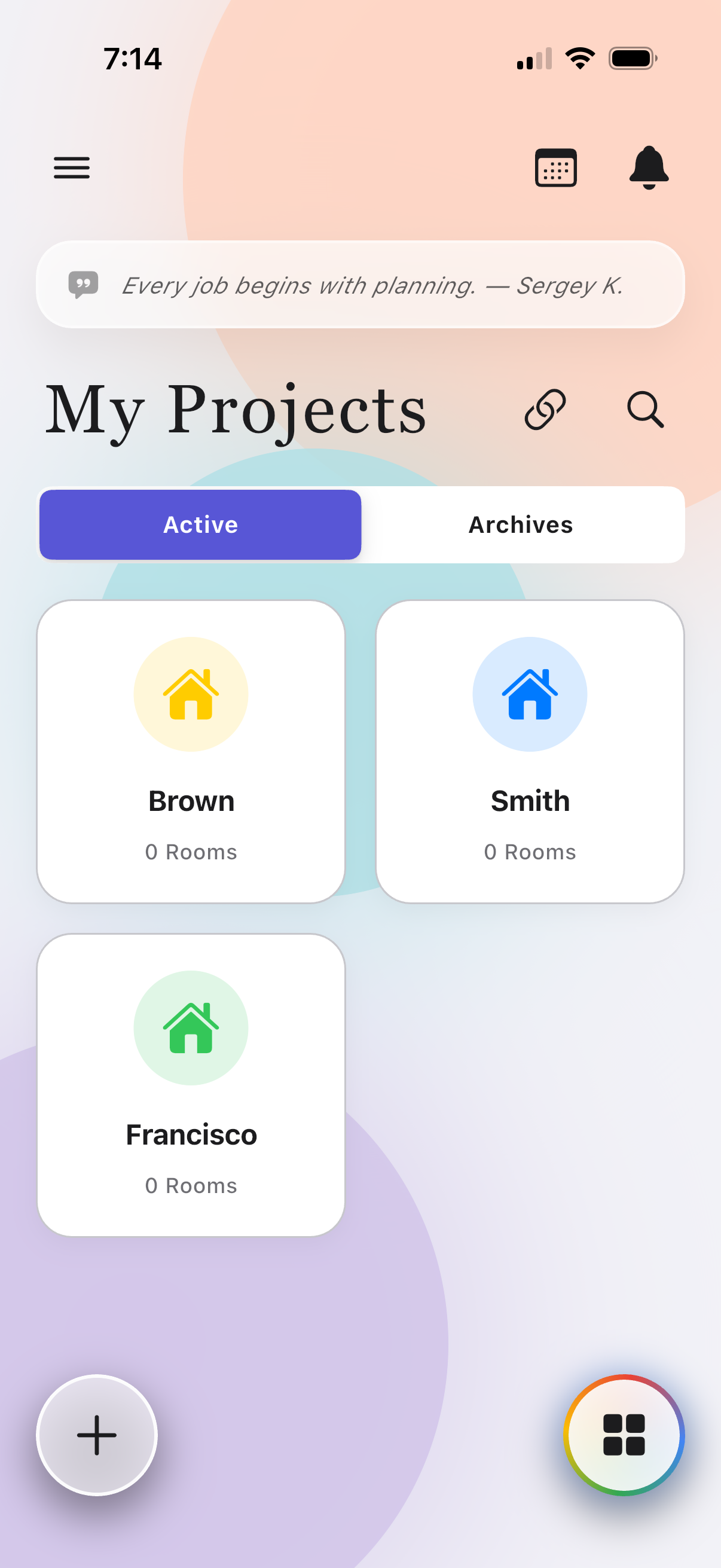Tile Master My Projects screen