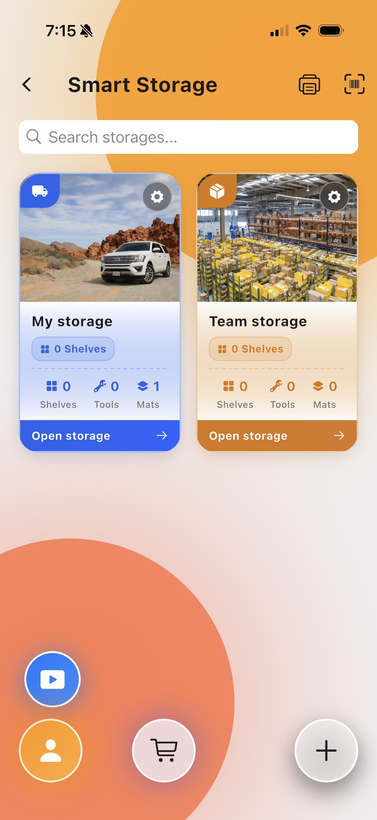 Tile Master Smart Storage screen